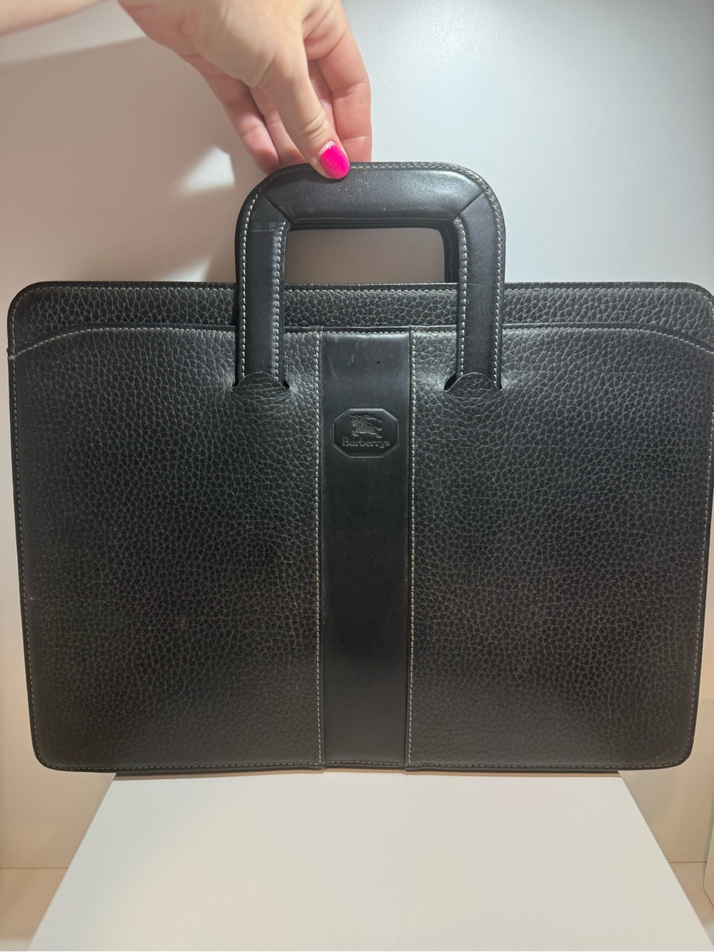 Burberry Vintage Black Leather Briefcase Bag